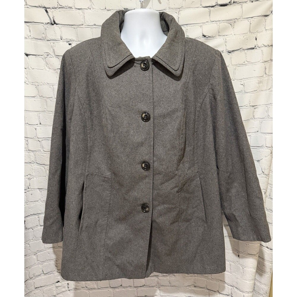 London Fog Tower Gray Woman’s Wool Peacoat Plus Size 2X